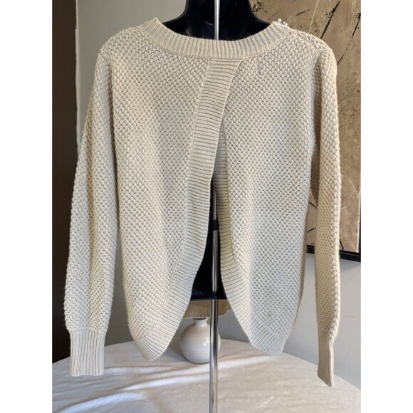 Mia Maddison Sweater - Beige Jeweled Neckline Open Back. Small/Petite - Picture 2 of 9